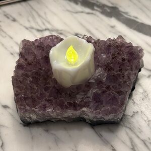 Amethyst Crystal Candle Holder with LED Light
